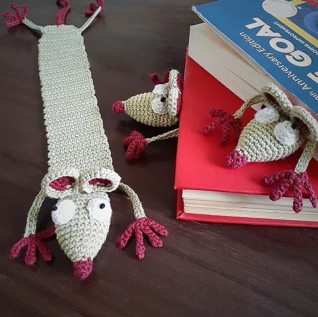 Handcrafted Amigurumi Rat Bookmark